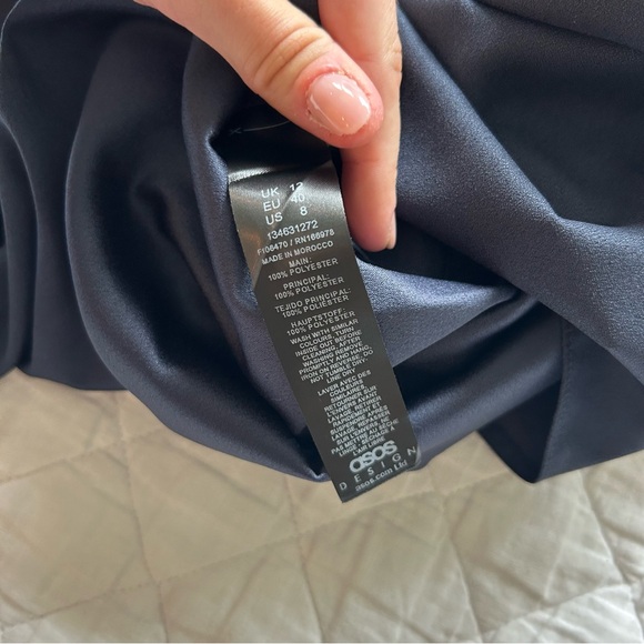 ASOS DESIGN Bow Back Romper in Navy - Picture 13 of 13